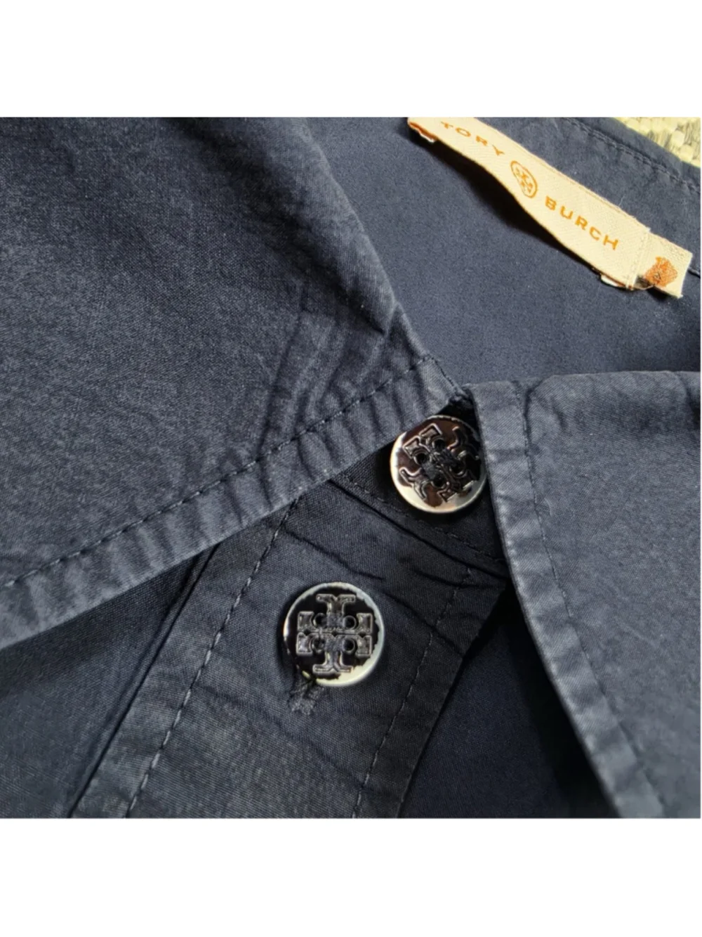 Tory Burch Womens Button Up Shirt Bundle Size 12 Navy Long Sleeve Cotton